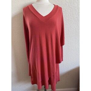 SOFT SURROUNDINGS Marla Layered Tunic Dress Coral Red Sz M Lagenlook Cozy Comfy